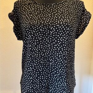 Women's Black Polka Dot Short Sleeve Blouse